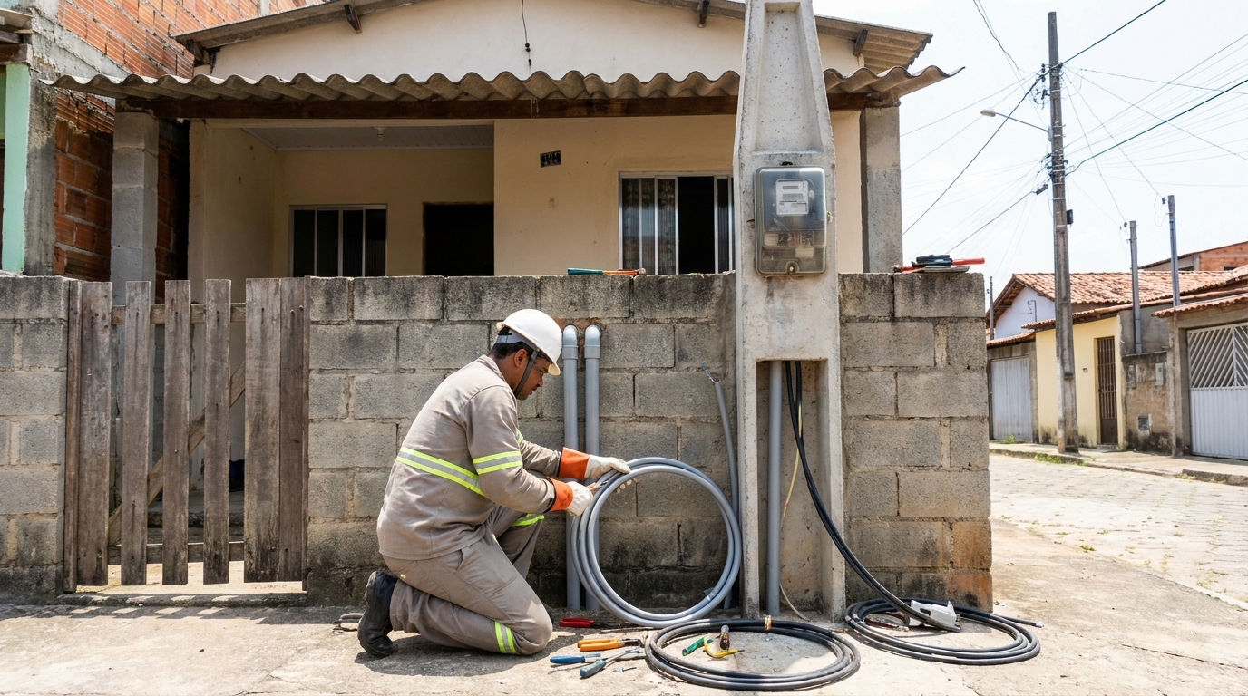 Instalação de Poste Padrão no Interlagos, São José dos Campos‑SP